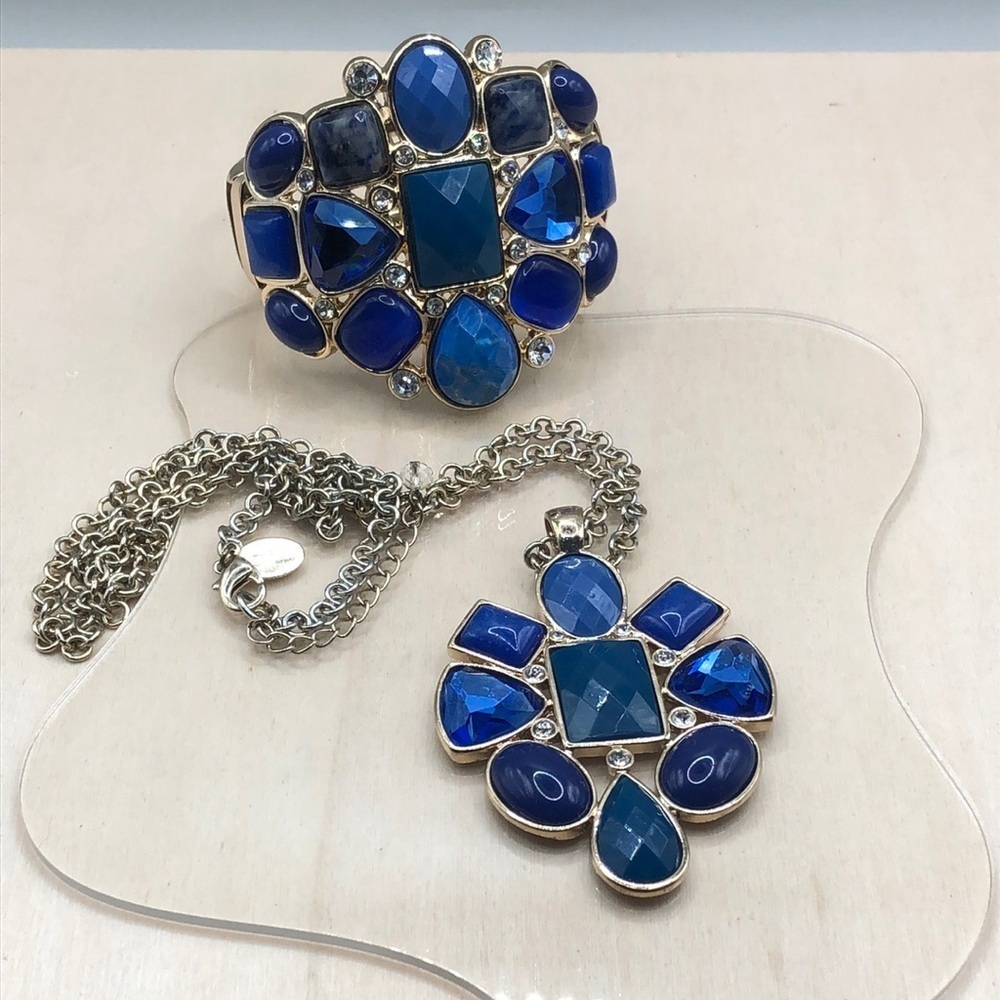 WHBM bejeweled style statement jewelry set necklace and bracelet.